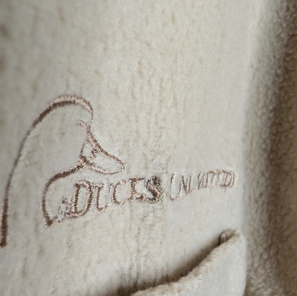 Vintage Ducks Unlimited Beige Tan Fleece Button Down Shirt Shacket Mens Large - Picture 5 of 6